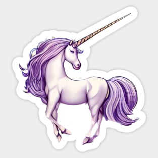 Fantasy White Purple Unicorn Design Sticker